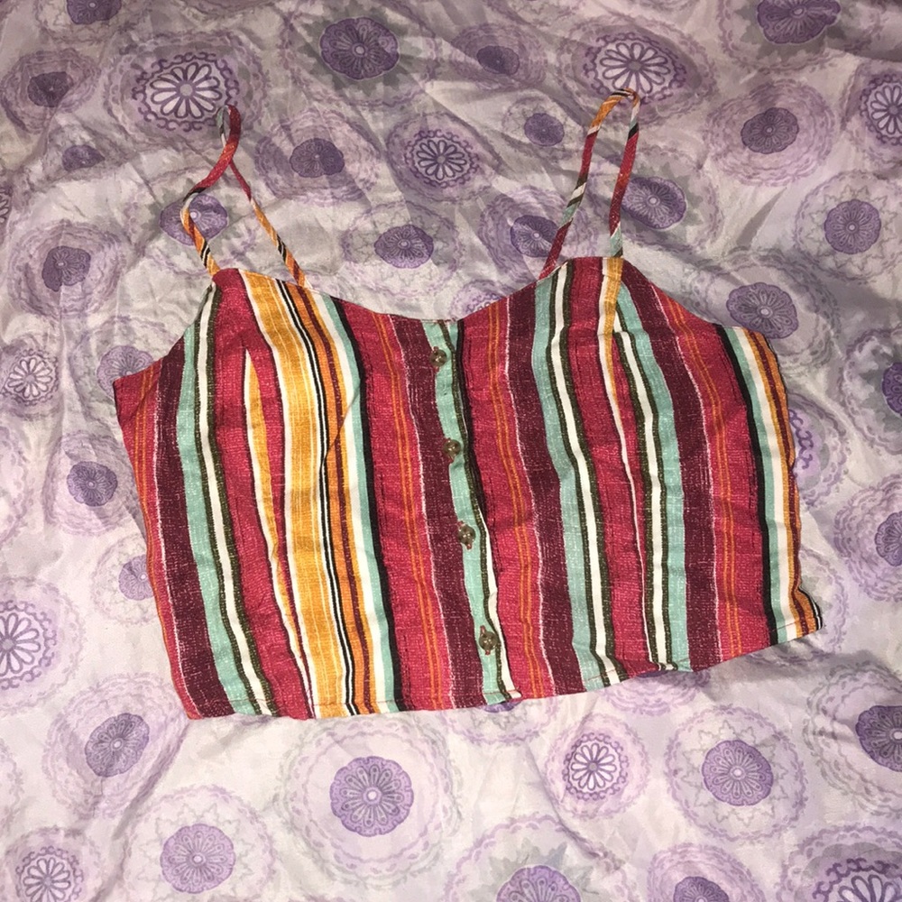 Vintage style button up crop top